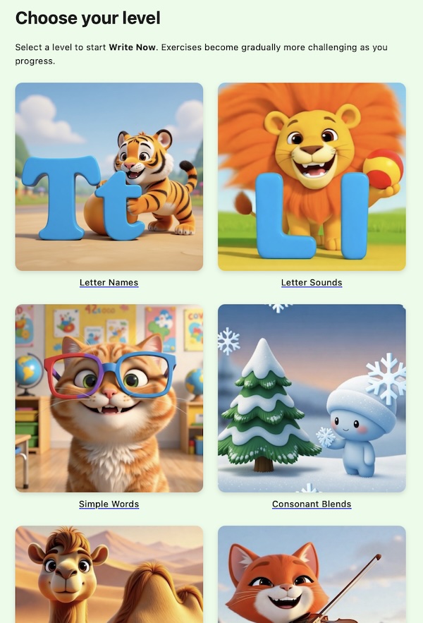 Write Now app preview - Interactive spelling exercises for children